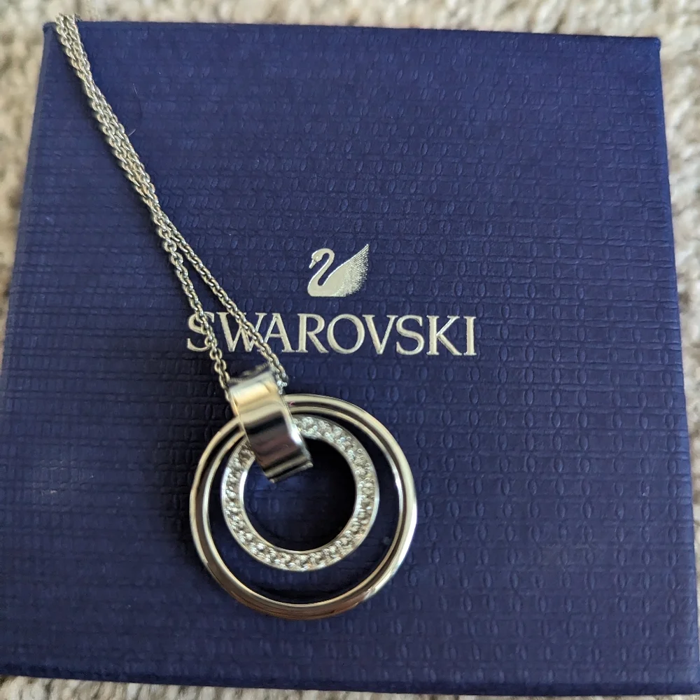 SWAROVSKI Crystal Medium White Hollow Rhodium-Plated Pendant - Picture 4 of 4